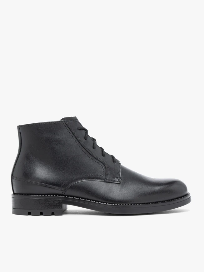 Black grain leather boots