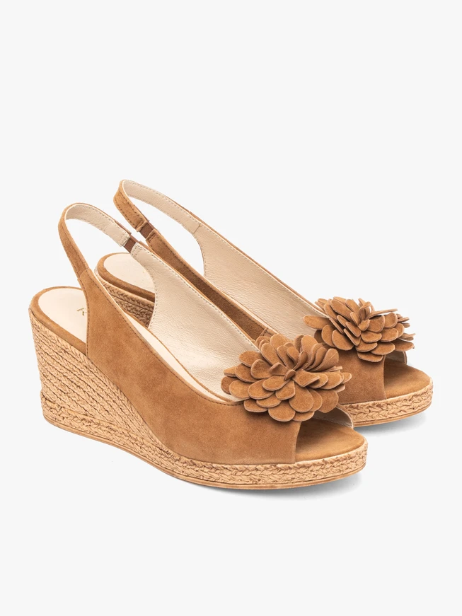Rote Blumen Plateau-Sandalen mit Absatz