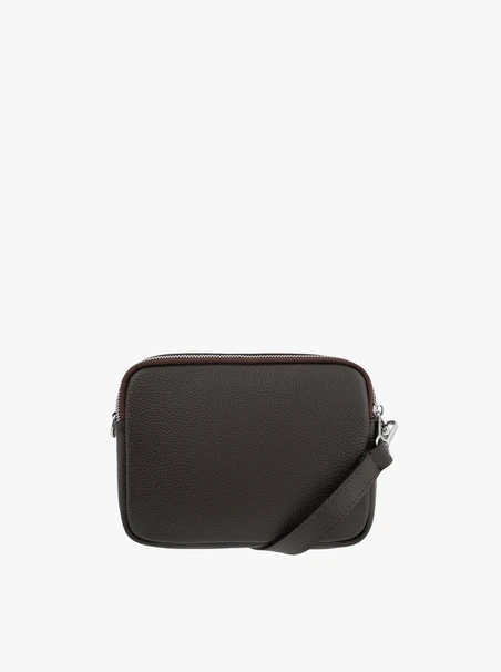 Brown leather and velour handbag