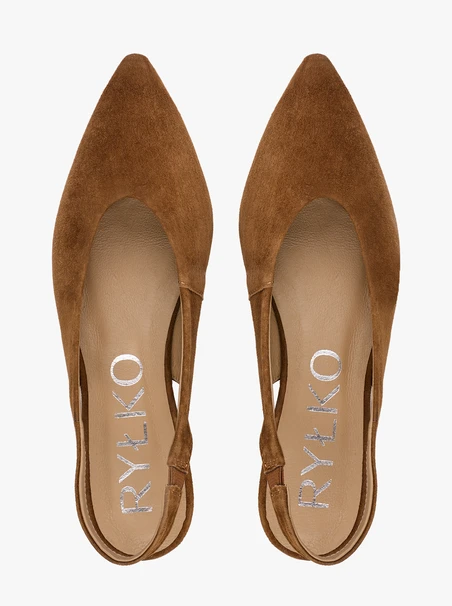 Brązowe czółenka slingback w szpic
