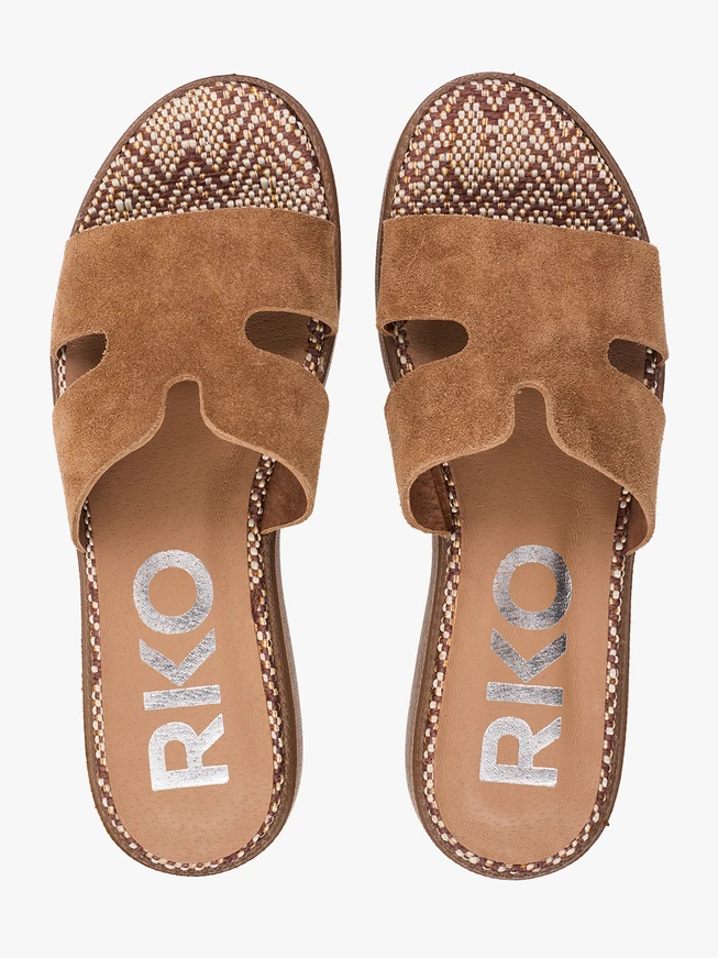Dunkelbeige H-Flip-Flops mit dickerem Boden