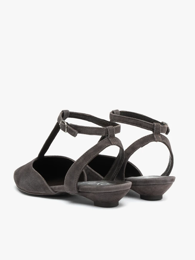 Ciemnobrązowe baleriny bez pięty T-bar