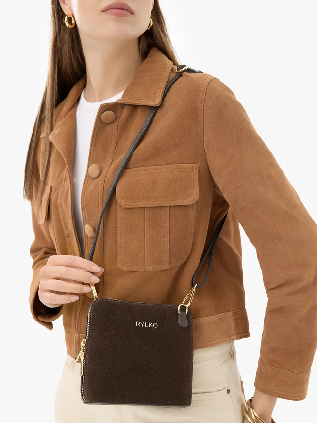 Brown Ryłko Leather Small Bag with Zip