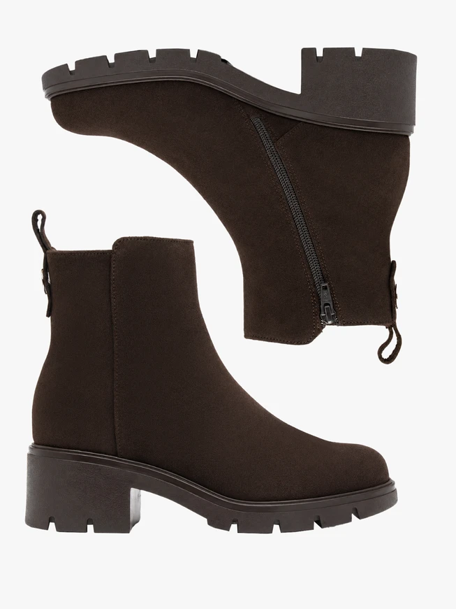 Dark brown suede ankle boots