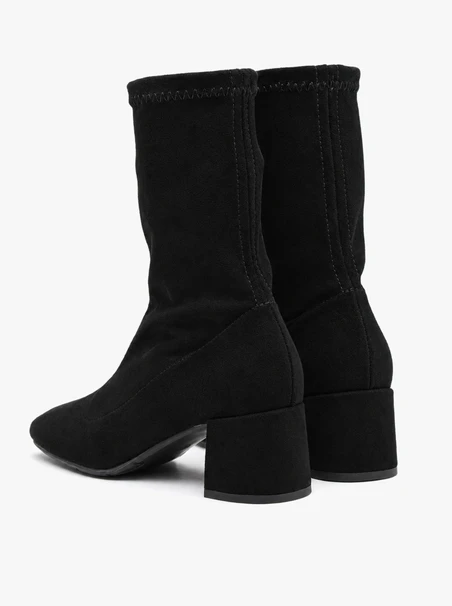 Black, high-top, stretchy ankle boots
