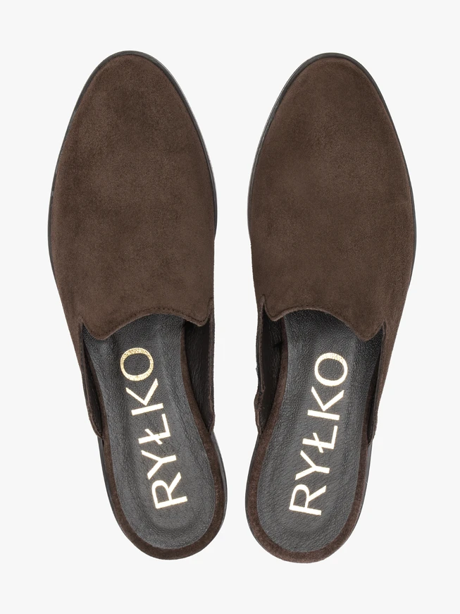 Dunkelbraune Veloursleder-Slipper Flip-Flops