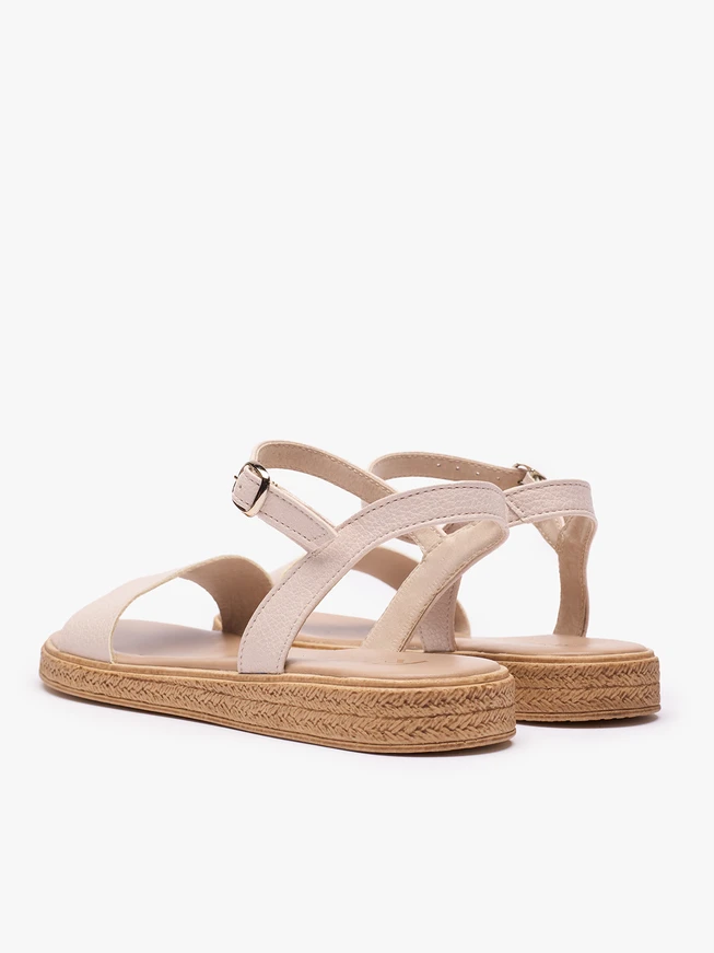 Flache Sandalen in Beige
