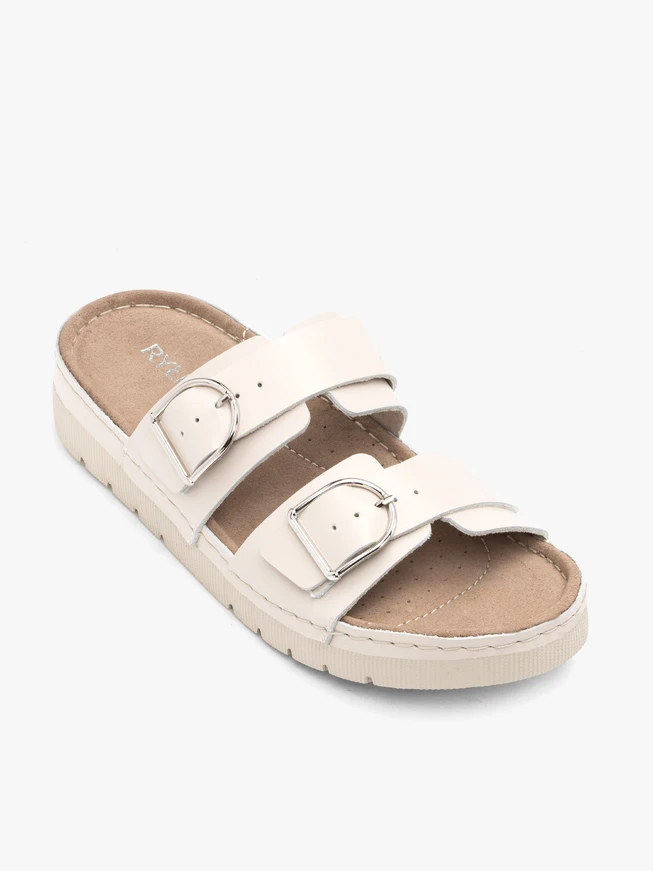 Cremefarbene Flip-Flops mit zwei Riemen