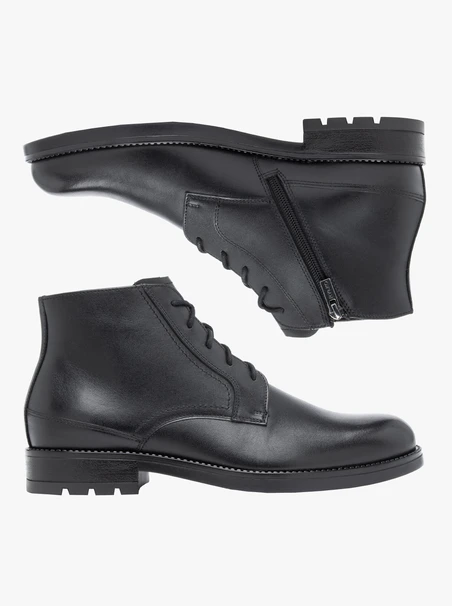 Black grain leather boots