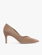 Beige velour stiletto pumps
