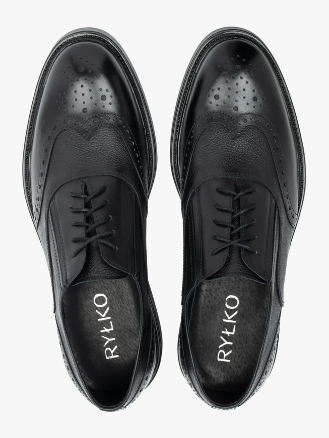 Schwarze Halbschuhe aus Leder zum Schnüren