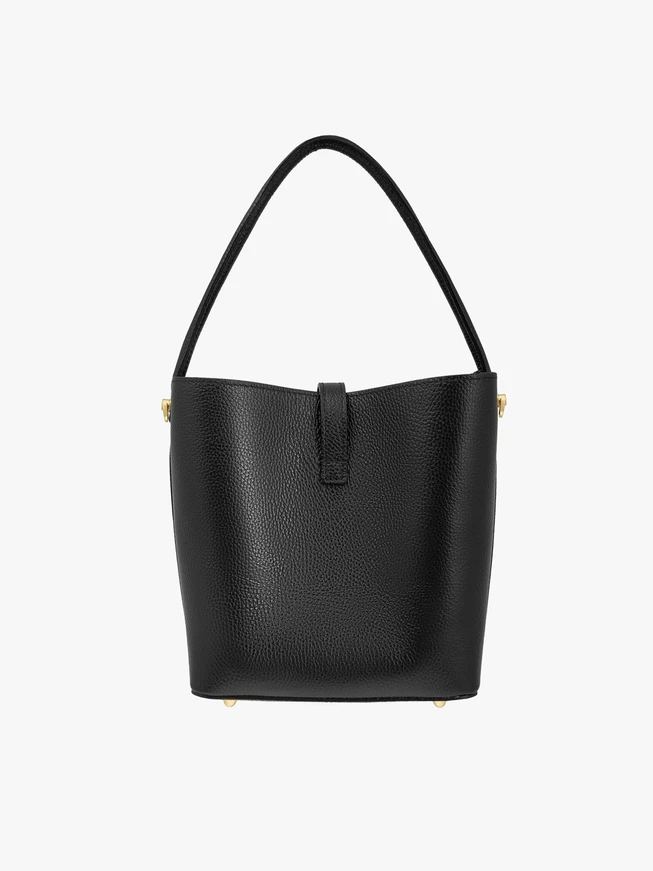 Schwarze elegante Handtasche aus Vollnarbenleder