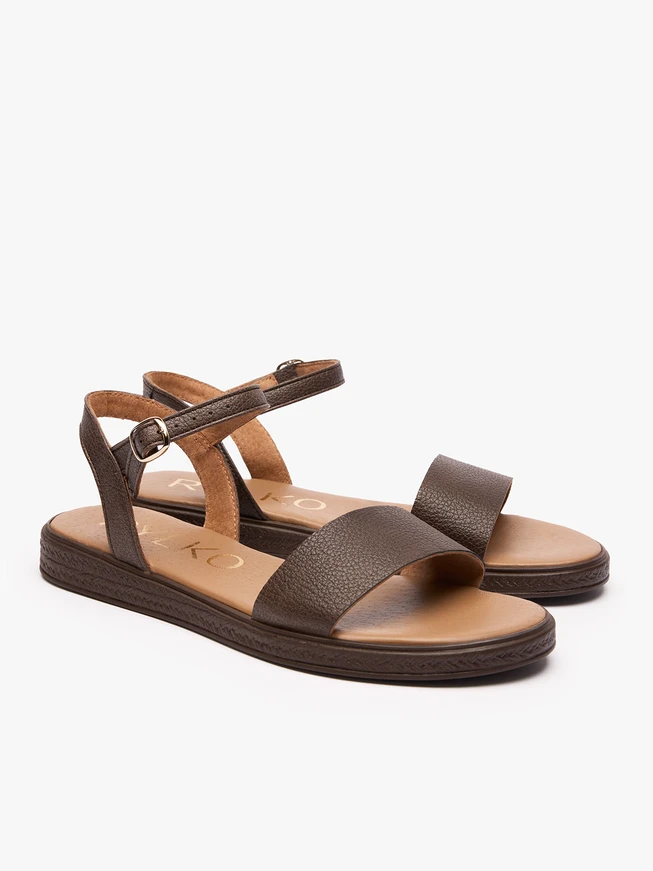 Dark brown flat sandals
