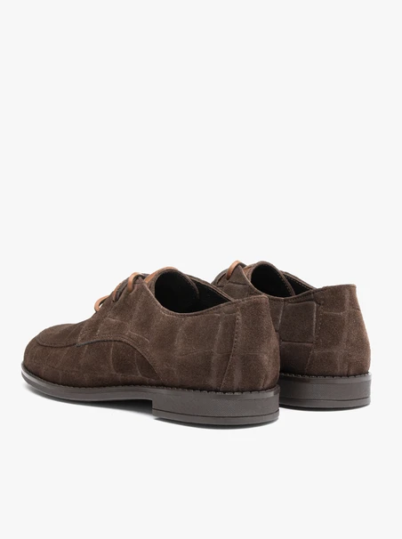 Dark brown half shoes crocodile leather pattern