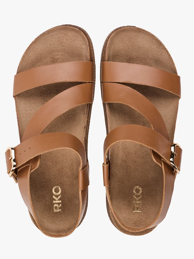 Sandalen aus braunem genarbtem Leder