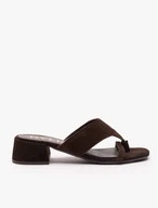 Dunkelbraune Veloursleder-Flip-Flops