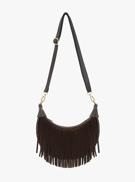 Braune Handtasche mit Fransen