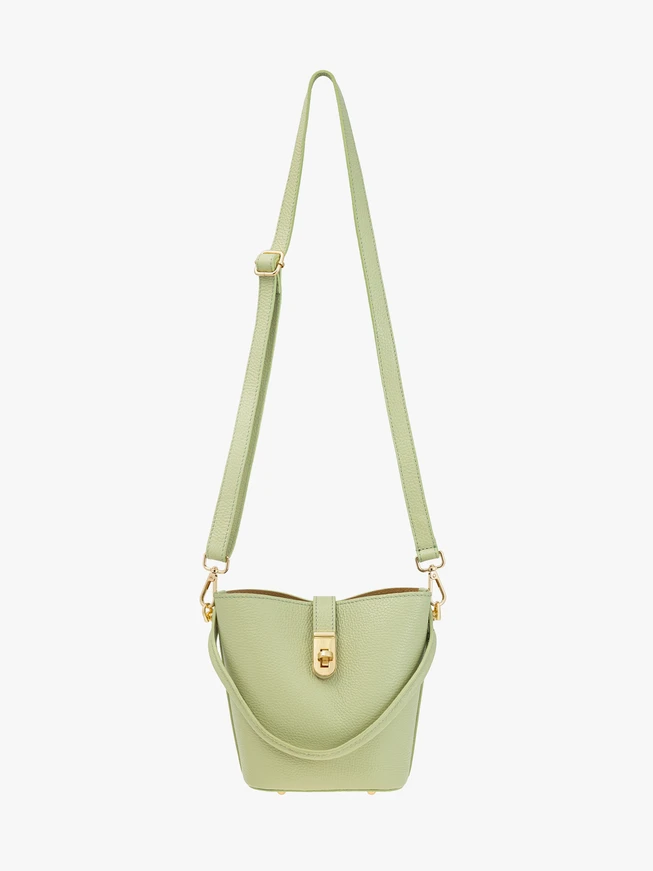 Hellgrüne kleine Lederhandtasche