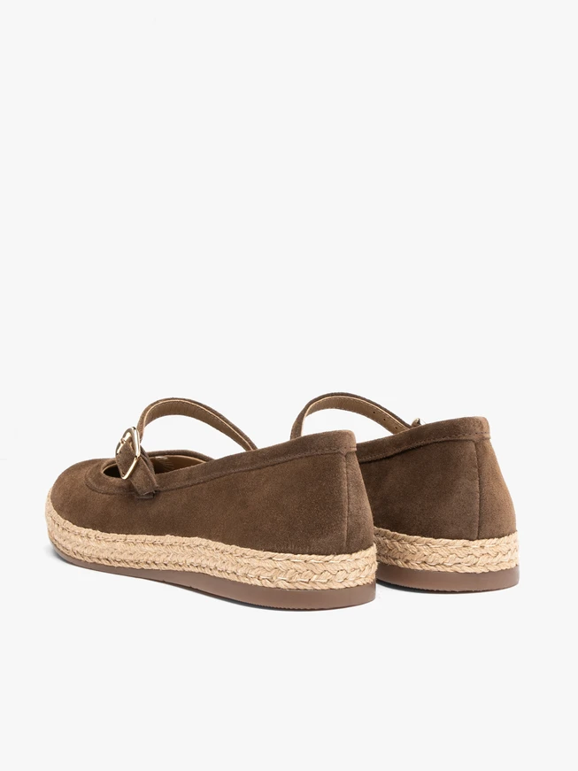 Braune Velours-Espadrilles mit Riemen