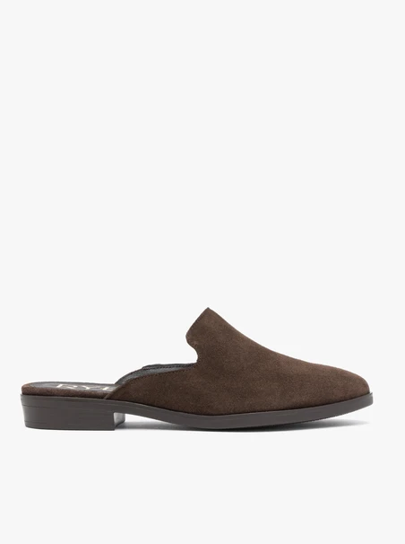 Dunkelbraune Veloursleder-Slipper Flip-Flops