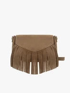 Dark beige clutch bag with tassels