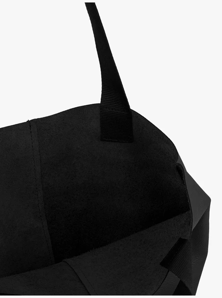 Large black leather &amp; fabric shopper bag