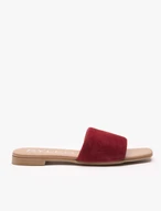 Flache Flip-Flops aus kastanienbraunem Veloursleder