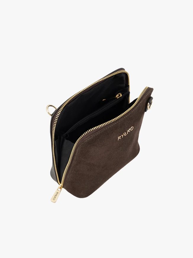 Brown Ryłko Leather Small Bag with Zip