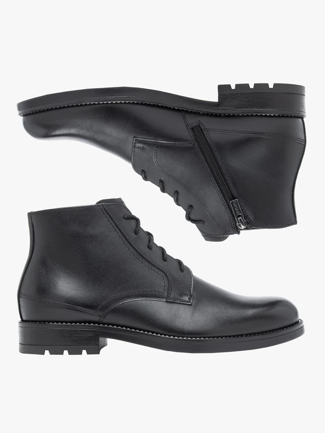 Black grain leather boots