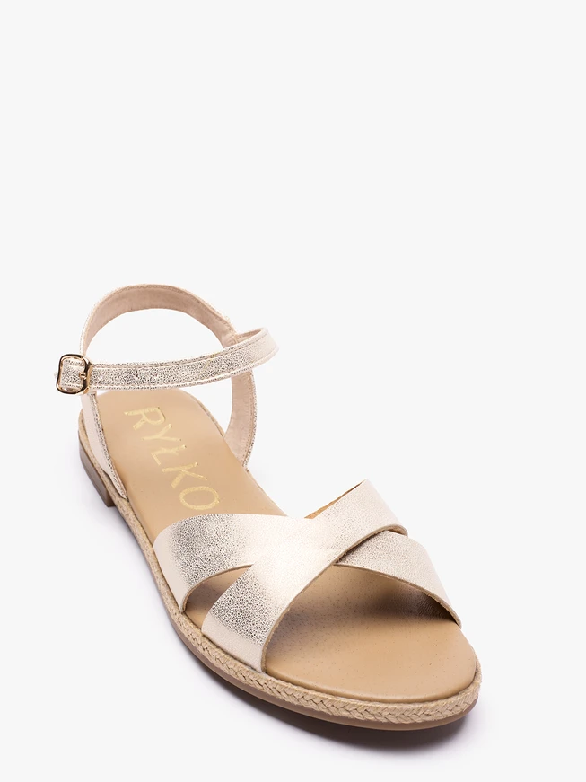 Flache Sandalen aus Platin