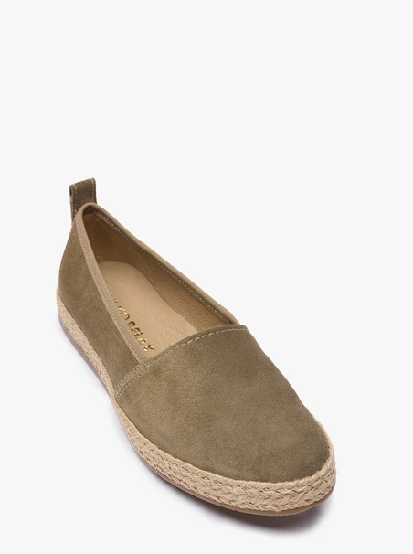Espadrilles aus olivfarbenem Veloursleder