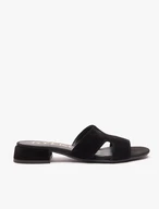 H-Flip-Flops aus schwarzem Veloursleder