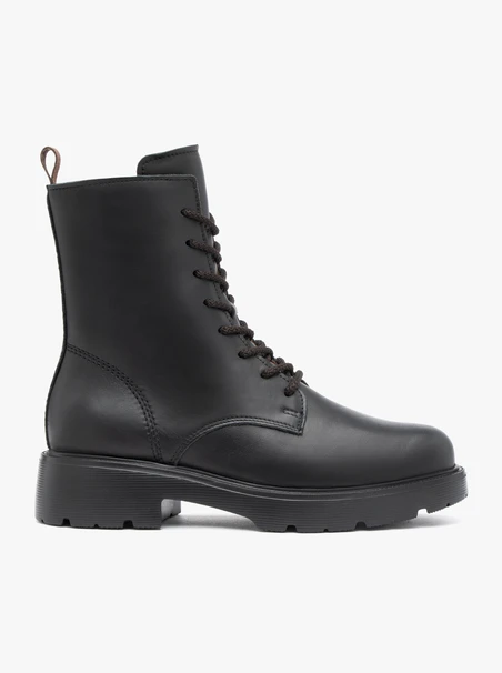 Black grain leather boots