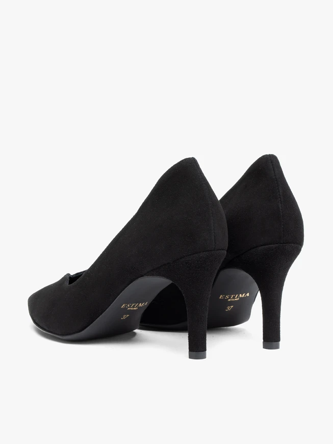 Black velour stiletto pumps