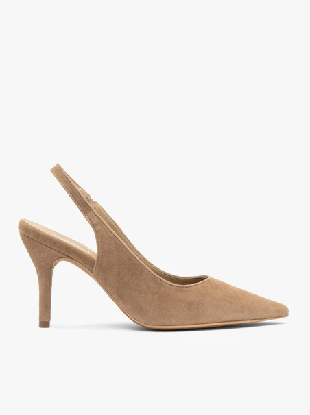 Jasnobrązowe czółenka bez pięty slingback