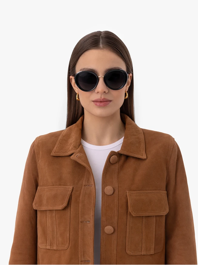 Women's Black Sunglasses with Round Frames