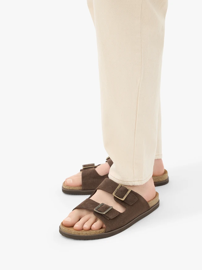 Braune Velours-Flip-Flops