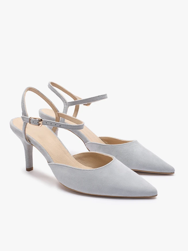 Hellblaue Pumps aus Veloursleder