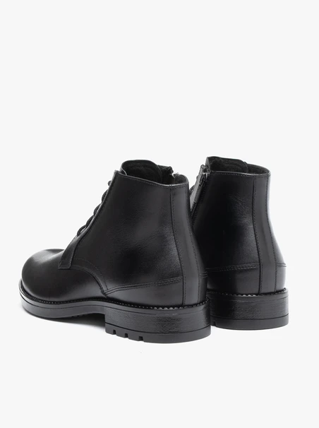 Black grain leather boots