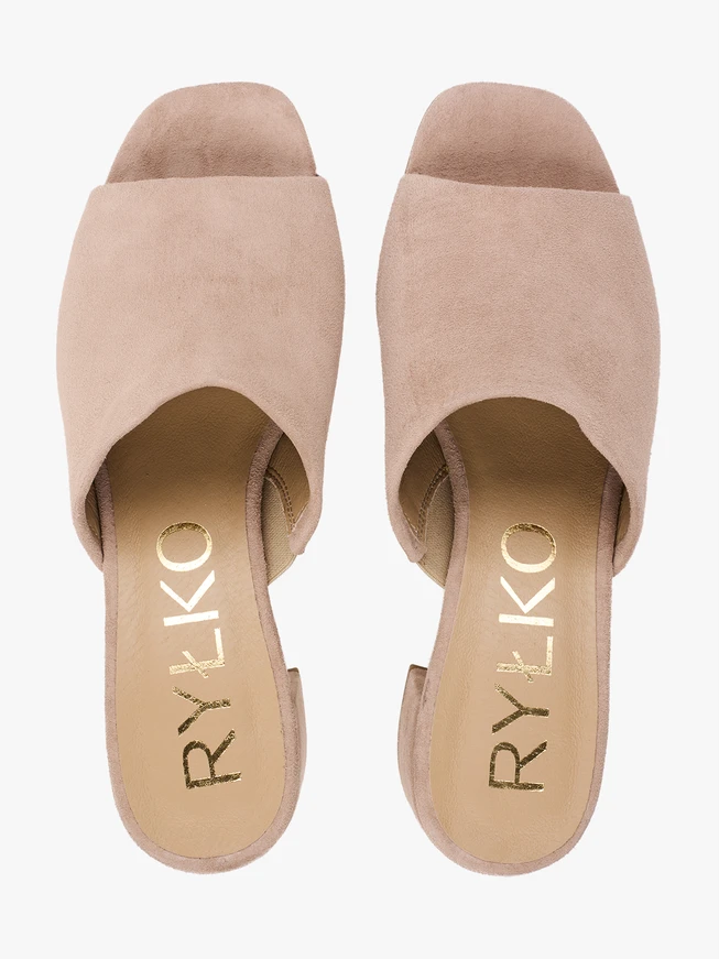Beigefarbene Flip-Flops mit Absatz