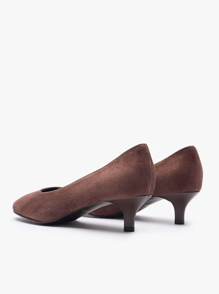 Dark brown suede pumps