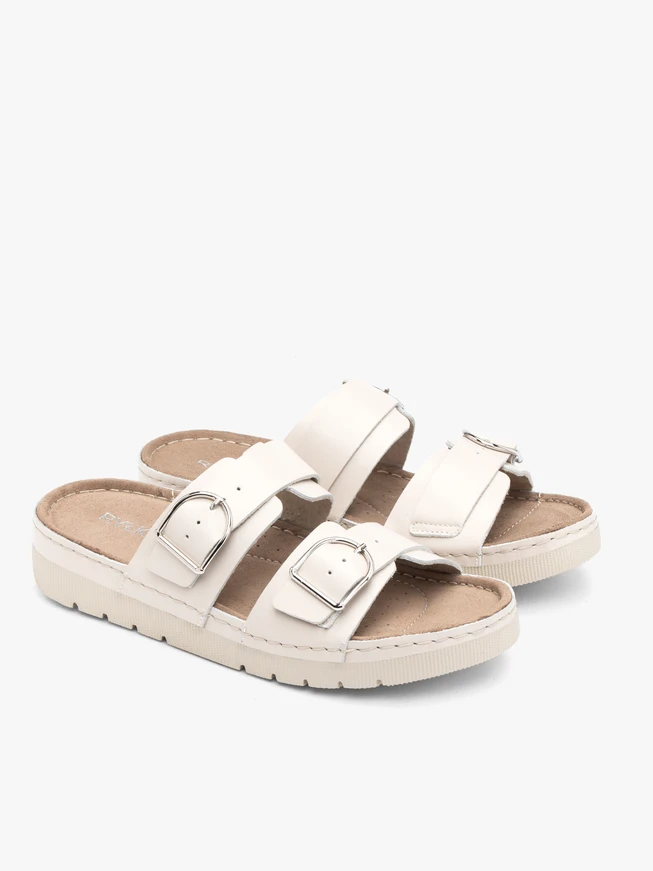 Cremefarbene Flip-Flops mit zwei Riemen
