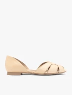 Beigefarbene, zehenoffene Ballerinas
