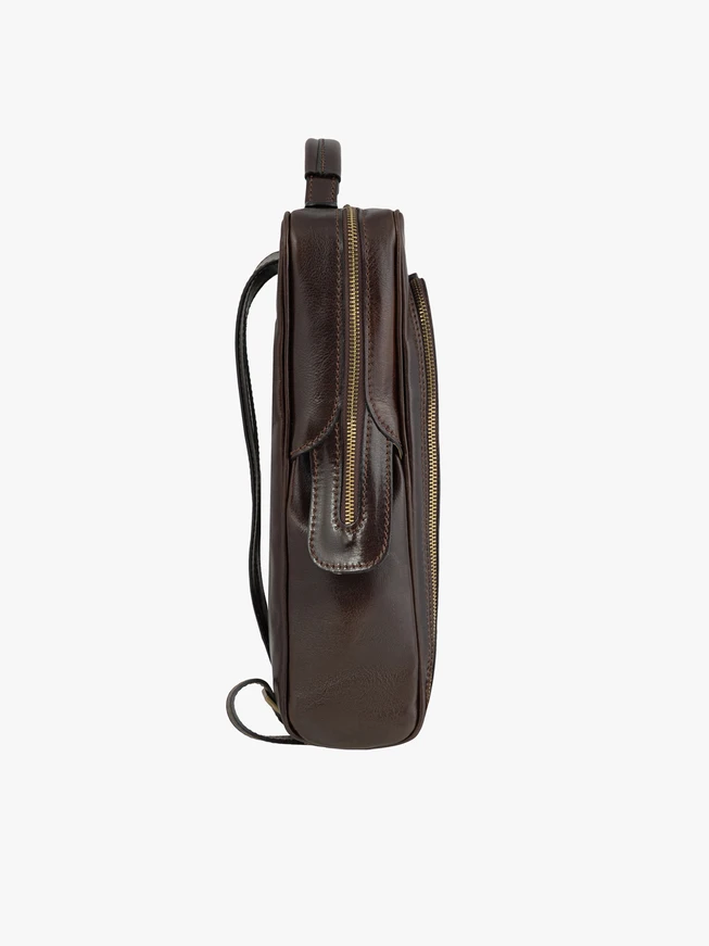 Brown leather backpack A4 unisex