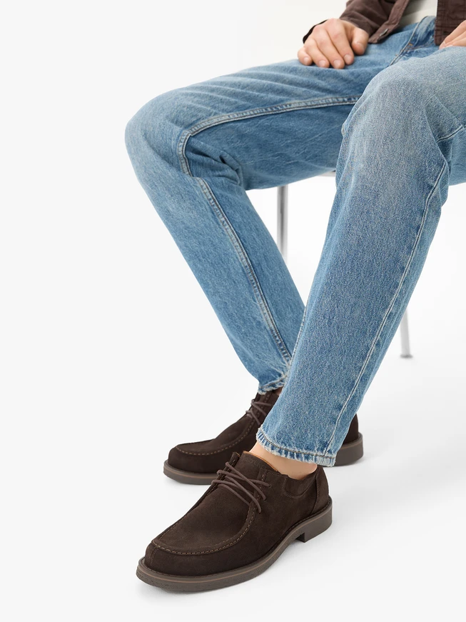 Brown casual velour leather half shoes