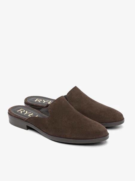 Dunkelbraune Veloursleder-Slipper Flip-Flops