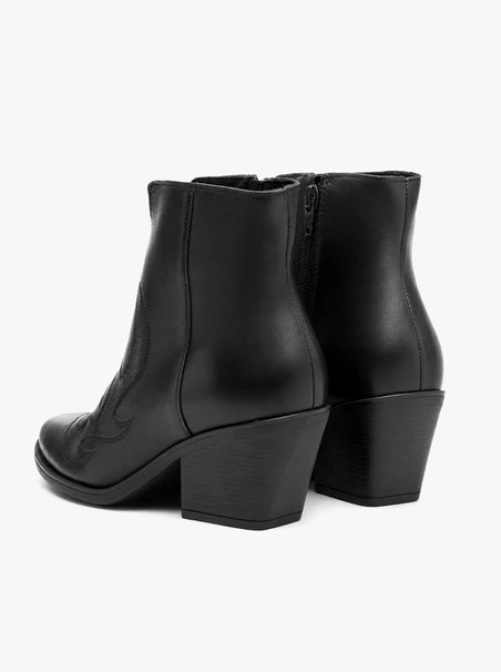 Schwarze Cowboy-Stiefeletten mit Ziernähten