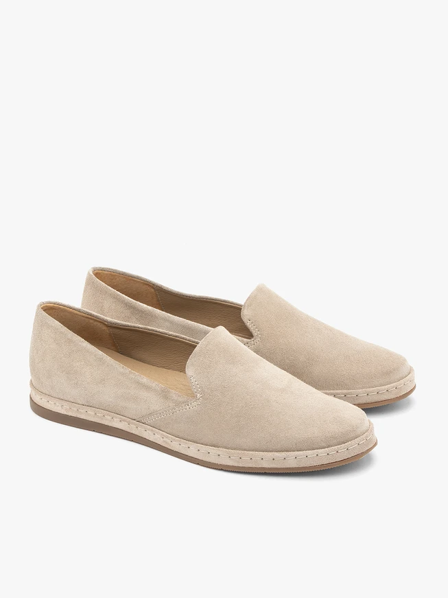 Mokassins aus sandfarbenem Veloursleder