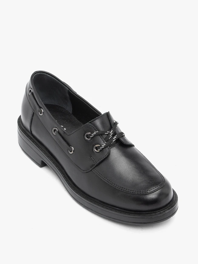 Black half shoes with lacing