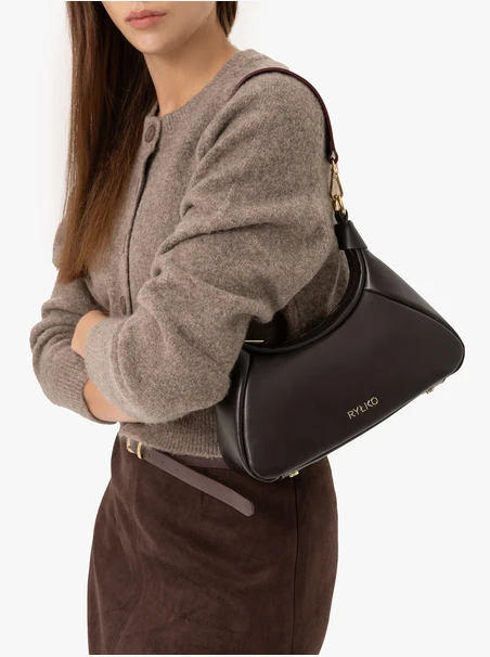 Maroon grain leather handbag